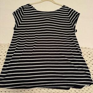 LOFT Black and White Striped Top
